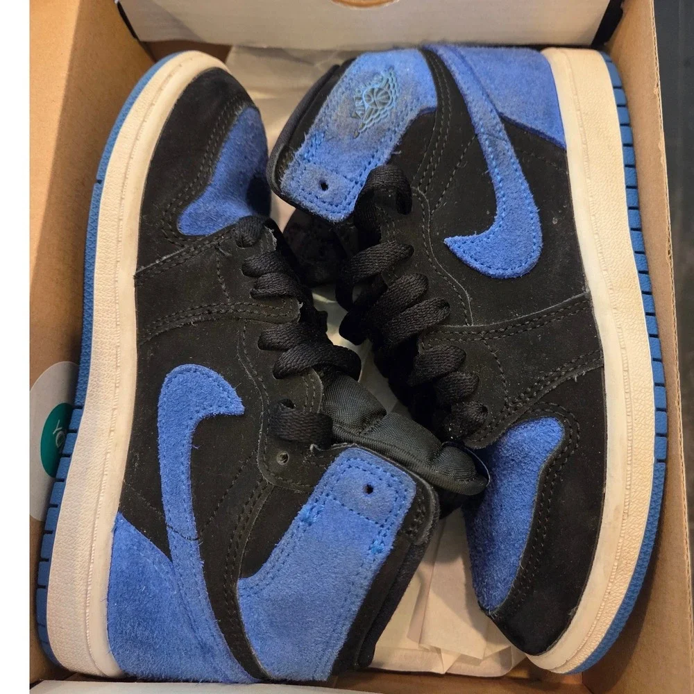Jordan 1 Retro High OG Royal Reimagined Kids Black Blue Suede FD1412-042 13C